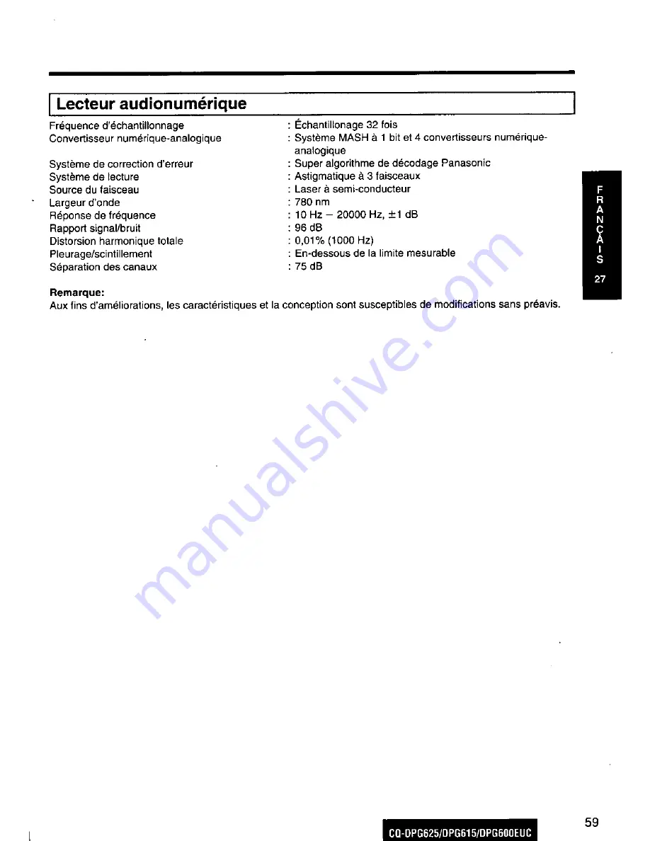 Panasonic CQ-DPG600 Operating Скачать руководство пользователя страница 59