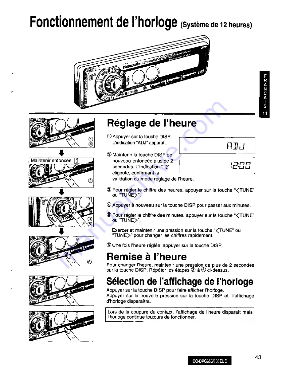 Panasonic CQ-DPG605 Operating Скачать руководство пользователя страница 43