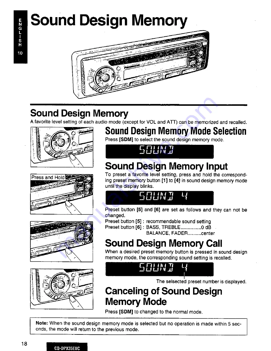 Panasonic CQ-DPX35 Operating Instructions Manual Download Page 18