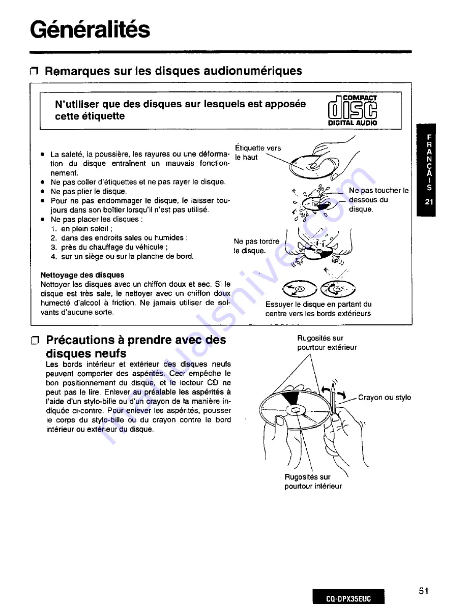 Panasonic CQ-DPX35 Operating Instructions Manual Download Page 51