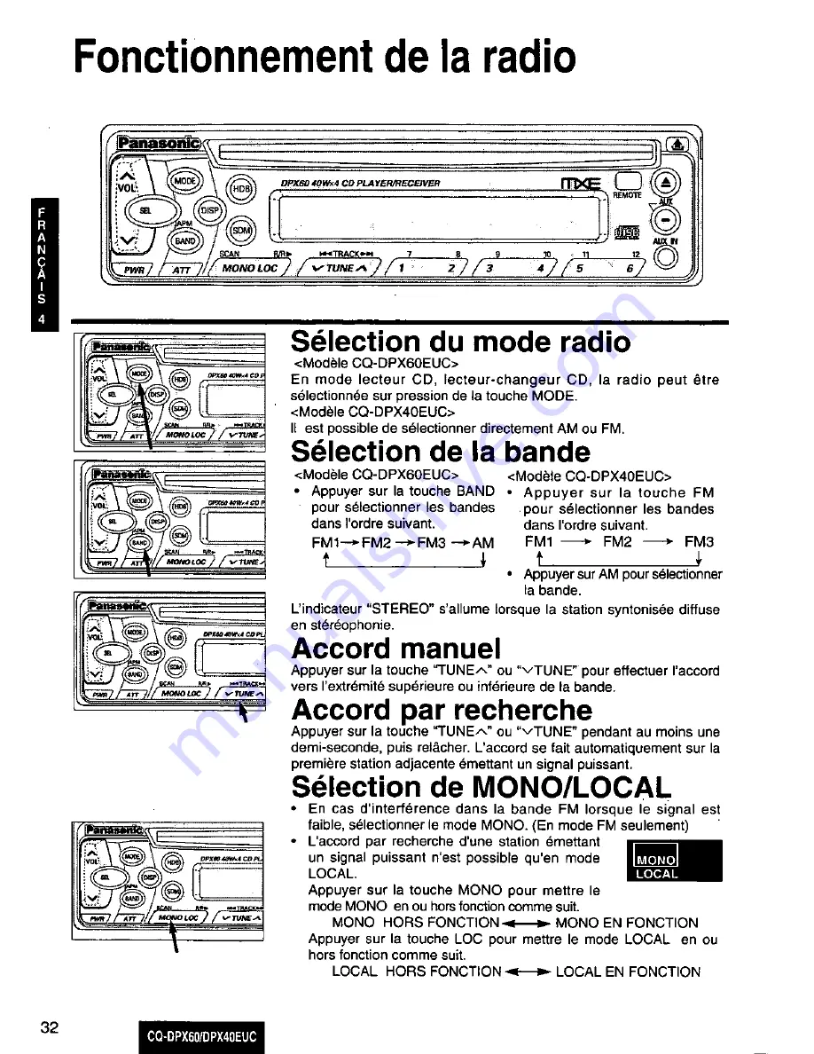 Panasonic CQ-DPX40 Скачать руководство пользователя страница 32