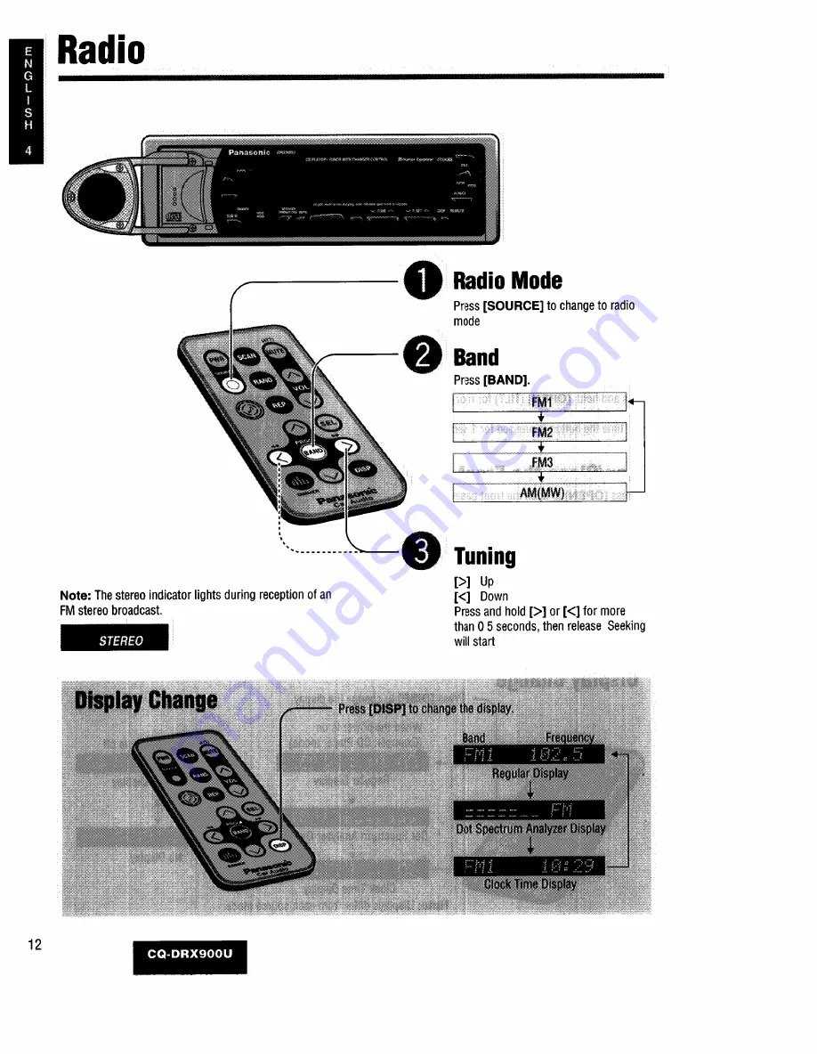 Panasonic CQ-DRX900U Скачать руководство пользователя страница 12