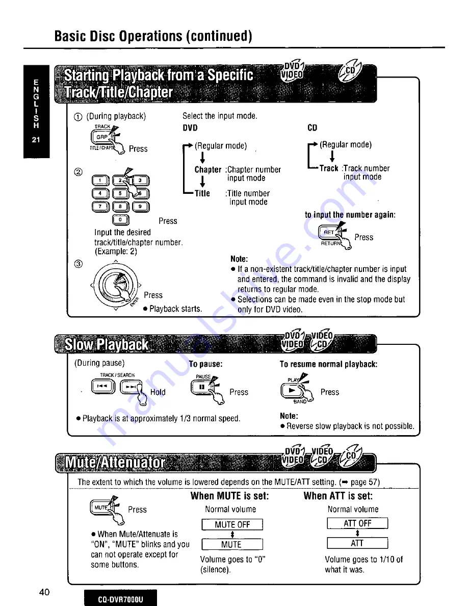 Panasonic CQ-DVR7000U Operating Manual Download Page 40