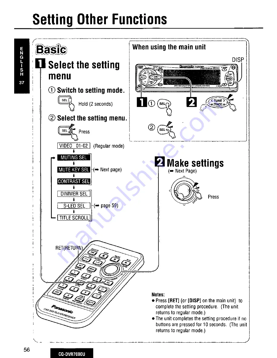 Panasonic CQ-DVR7000U Operating Manual Download Page 56