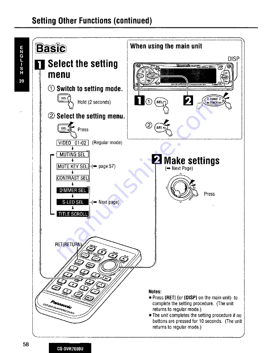 Panasonic CQ-DVR7000U Operating Manual Download Page 58