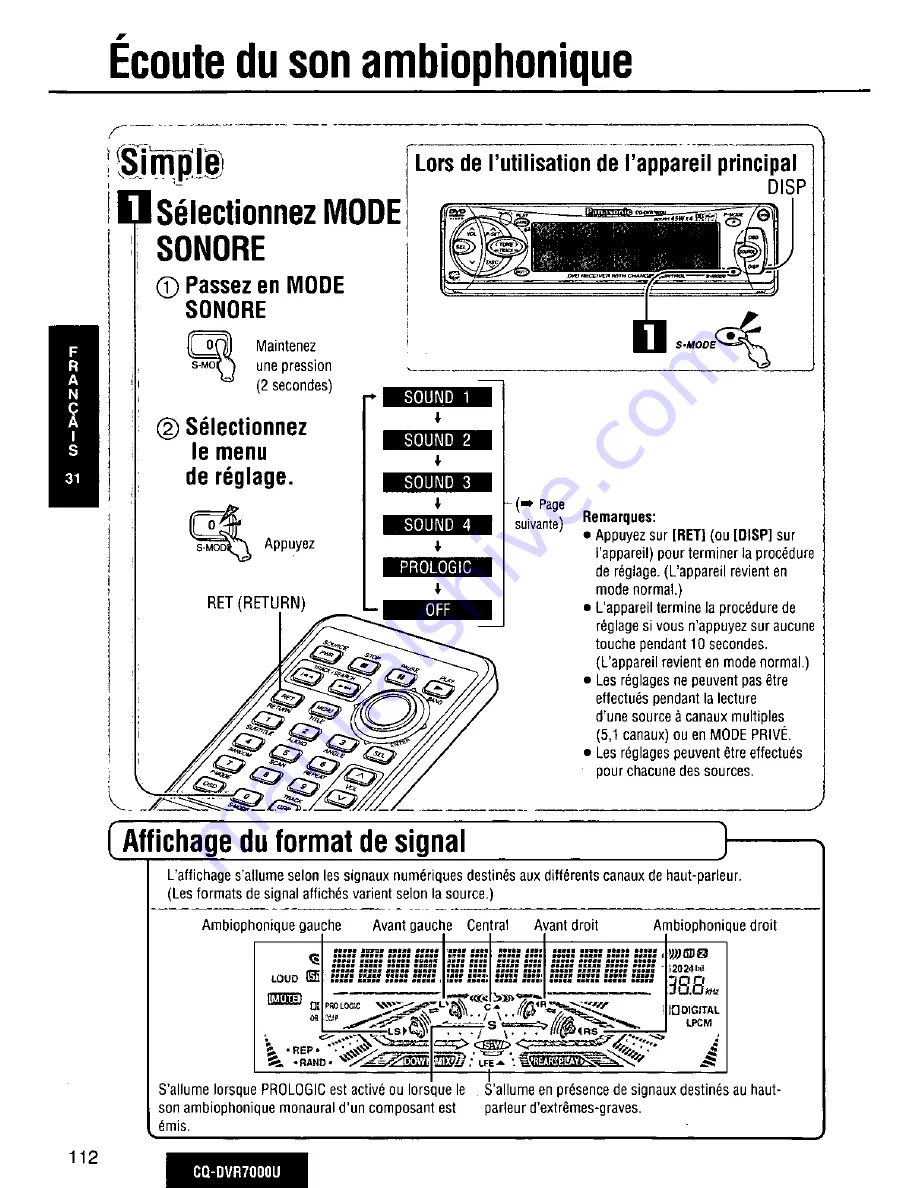 Panasonic CQ-DVR7000U Operating Manual Download Page 112