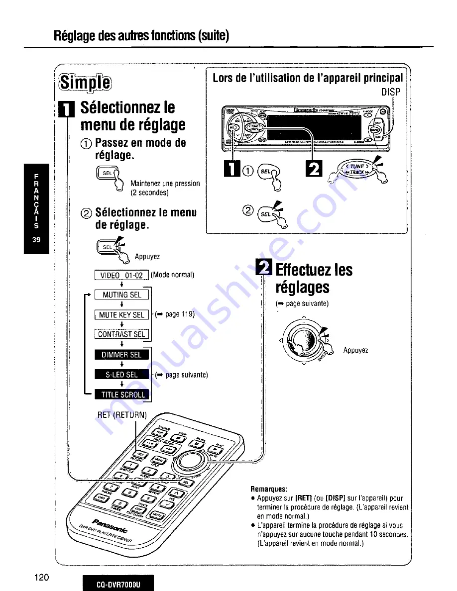 Panasonic CQ-DVR7000U Operating Manual Download Page 120