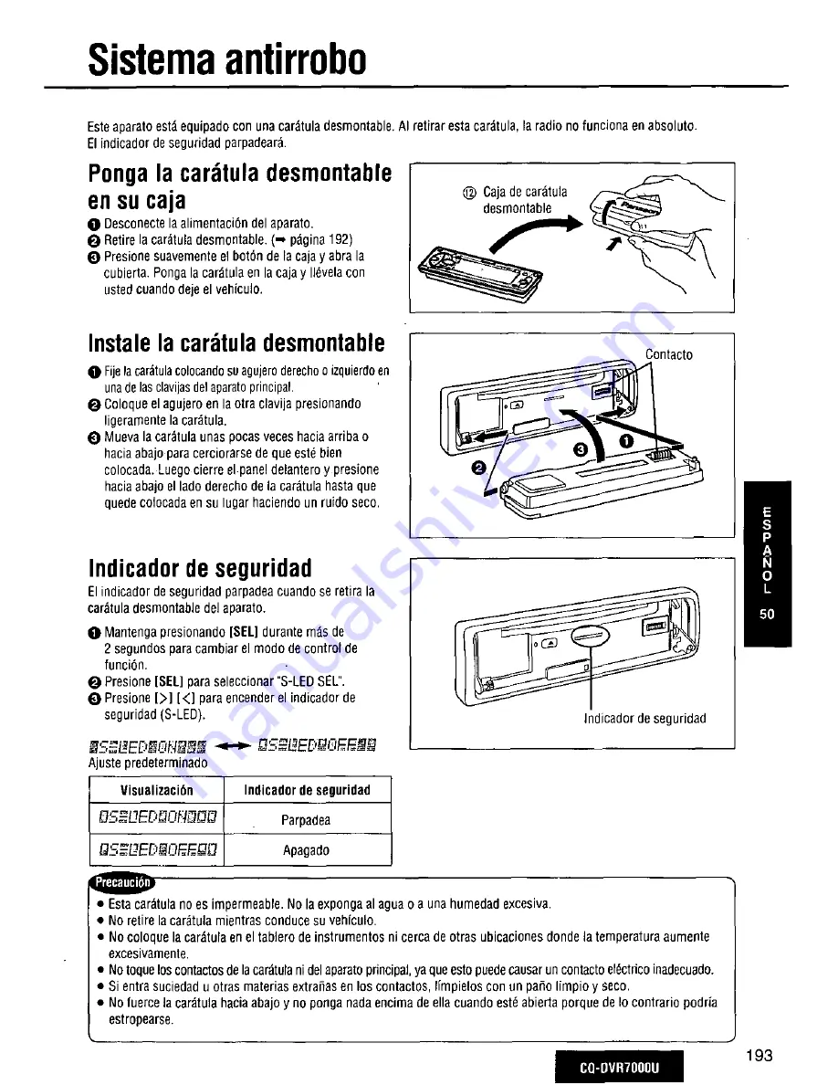 Panasonic CQ-DVR7000U Operating Manual Download Page 193