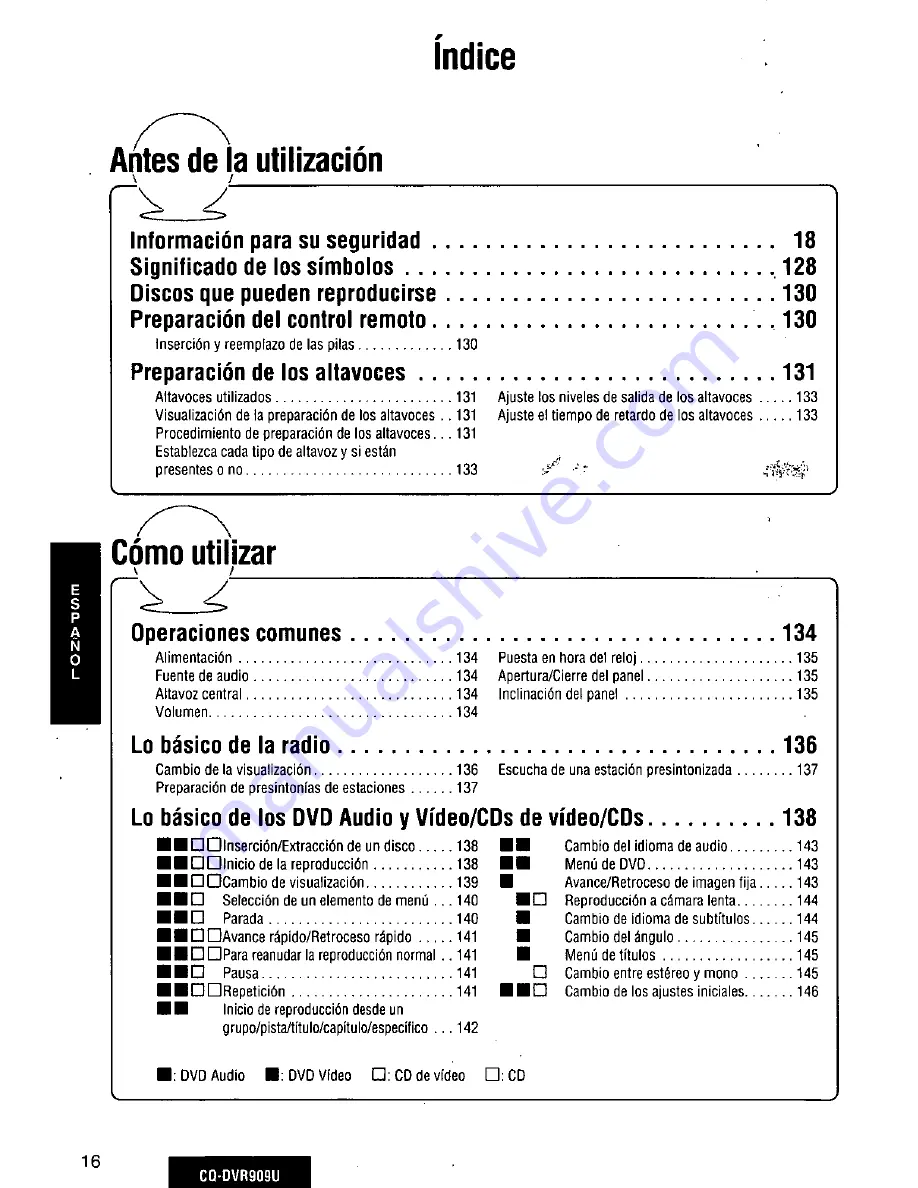 Panasonic CQ-DVR909U Operating Manual Download Page 16