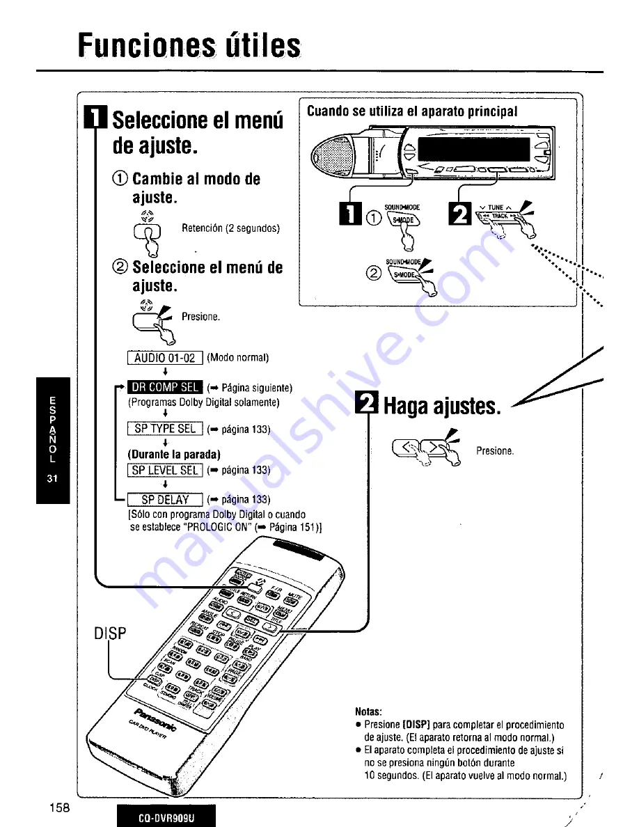 Panasonic CQ-DVR909U Operating Manual Download Page 158