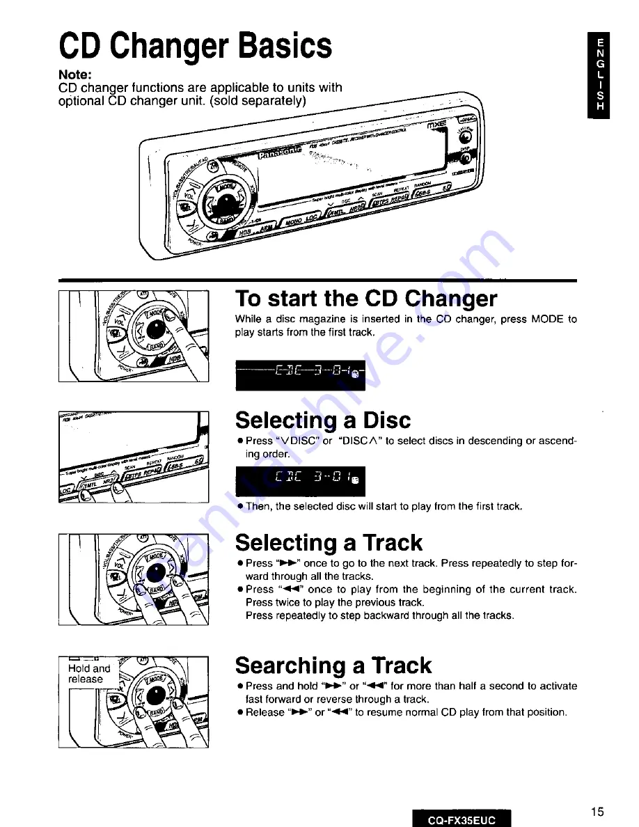 Panasonic CQ-FX35 Operating Скачать руководство пользователя страница 15