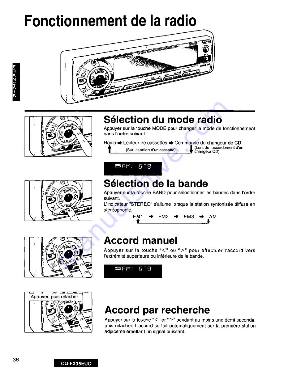 Panasonic CQ-FX35 Operating Operating Manual Download Page 36