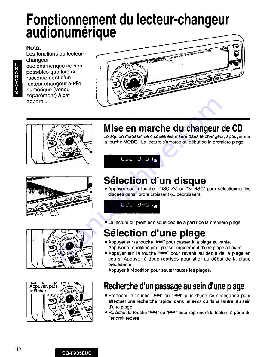 Panasonic CQ-FX35 Operating Скачать руководство пользователя страница 42