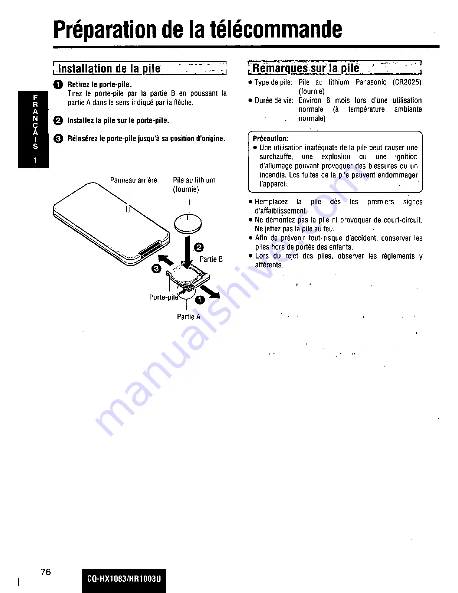 Panasonic CQ-HR1003U Operating Manual Download Page 76