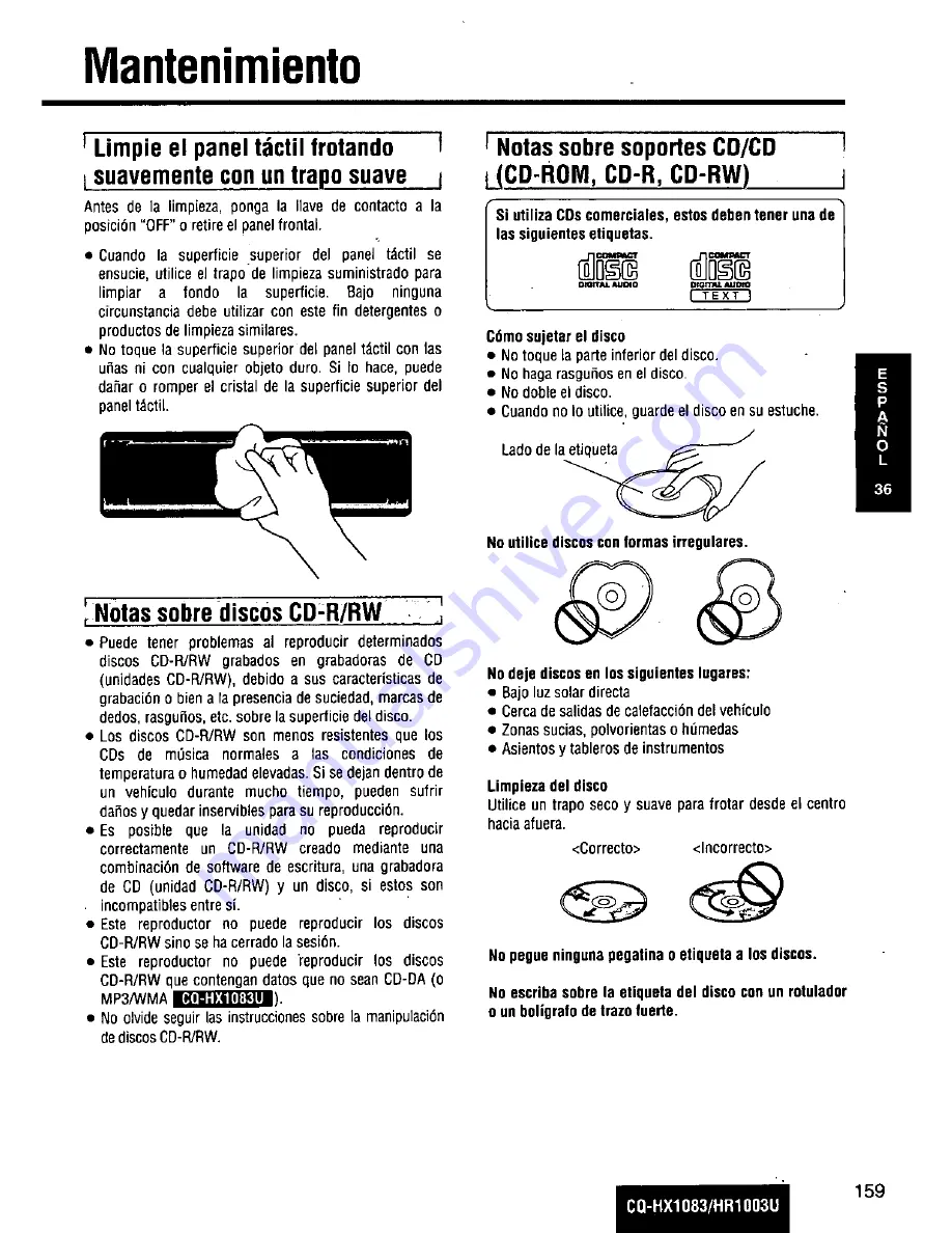 Panasonic CQ-HR1003U Operating Manual Download Page 159