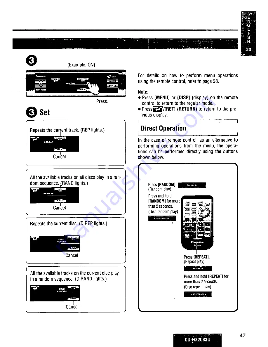 Panasonic CQ-HX2083U Operating Manual Download Page 47