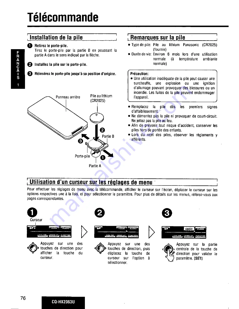 Panasonic CQ-HX2083U Operating Manual Download Page 76