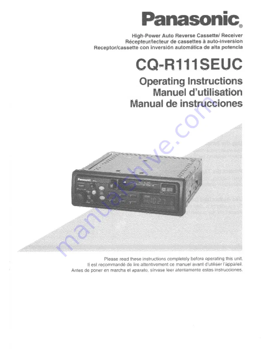 Panasonic CQ-R111U Скачать руководство пользователя страница 1