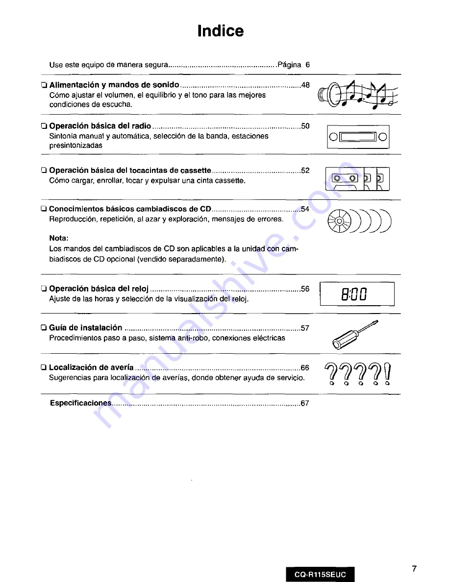 Panasonic CQ-R115SEUC Operating Manual Download Page 7