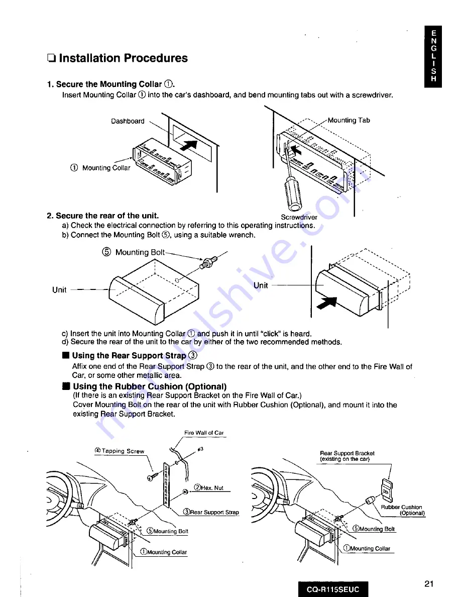 Panasonic CQ-R115SEUC Operating Manual Download Page 21