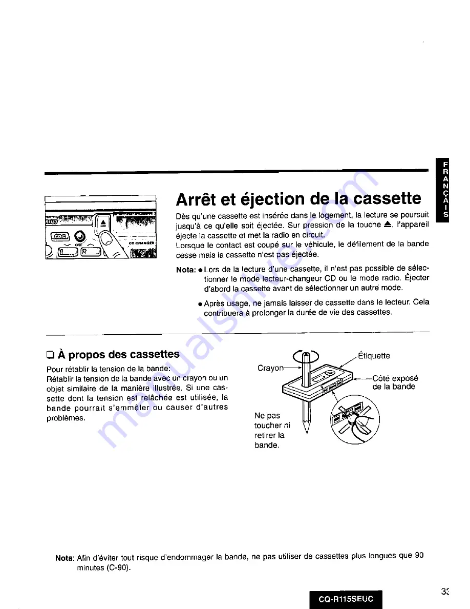 Panasonic CQ-R115SEUC Operating Manual Download Page 33