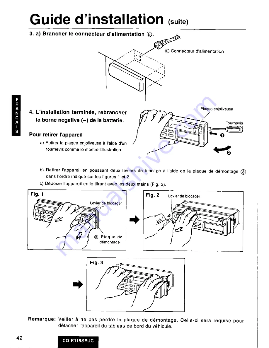 Panasonic CQ-R115SEUC Operating Manual Download Page 42