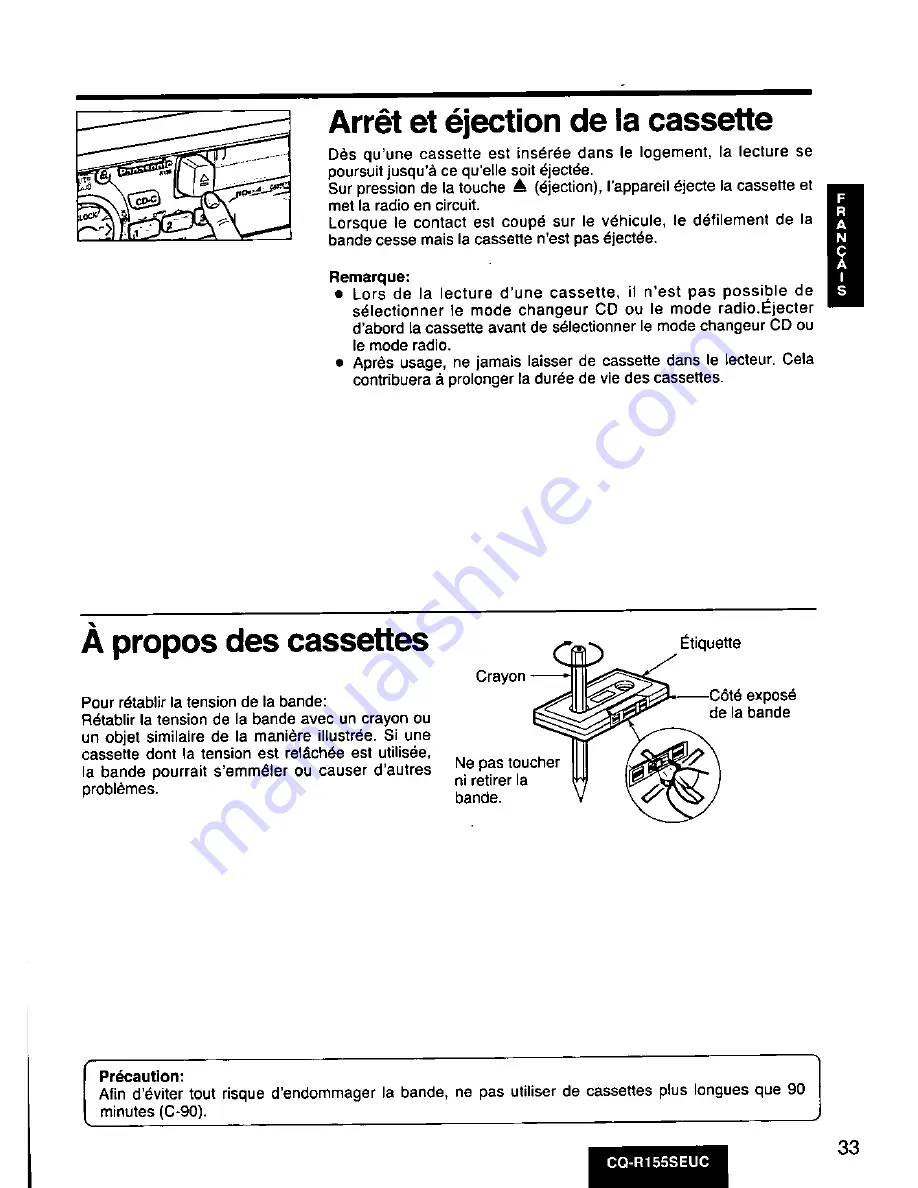 Panasonic CQ-R155 Operating Operating Instructions Manual Download Page 33