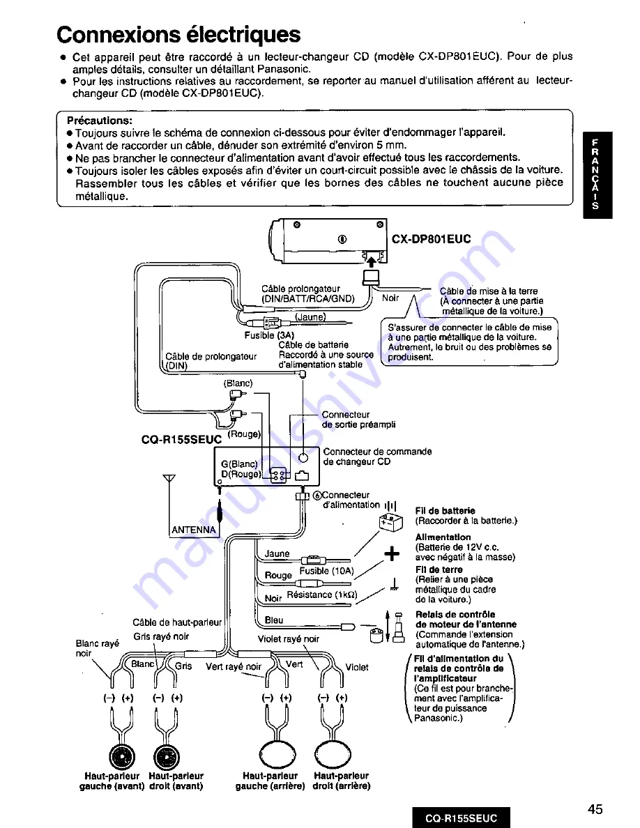 Panasonic CQ-R155 Operating Скачать руководство пользователя страница 45