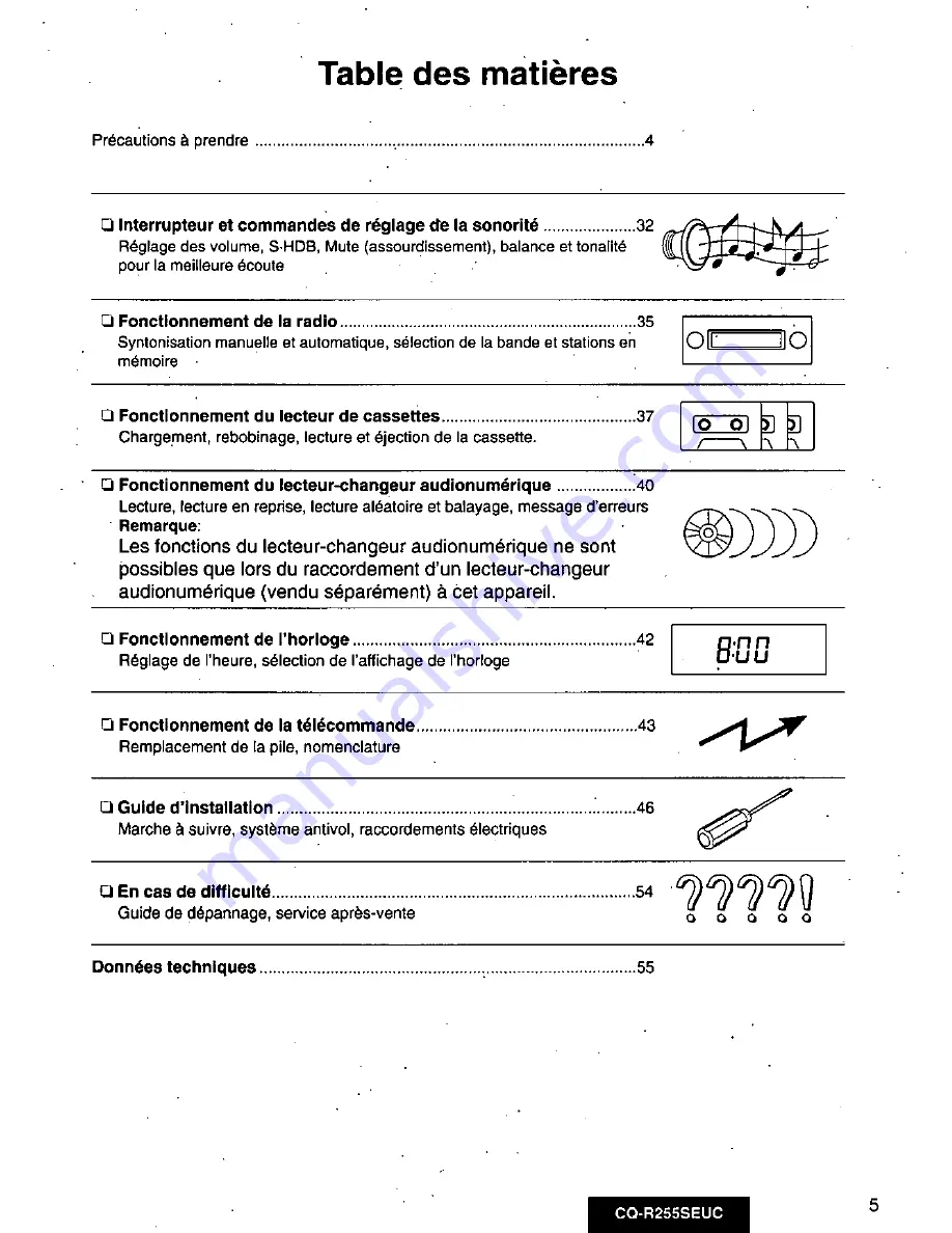 Panasonic CQ-R255 Operating Operating Instructions Manual Download Page 5