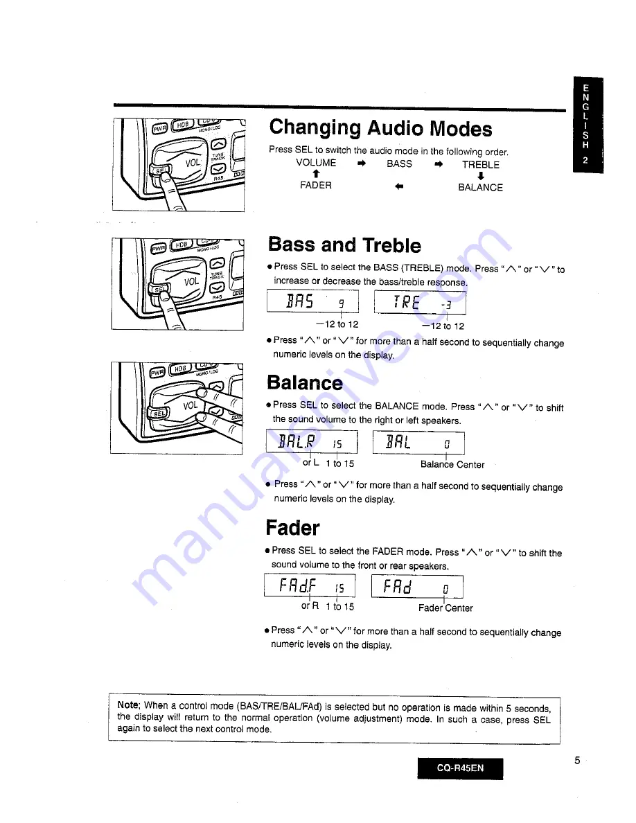 Panasonic CQ-R45EN Operating Instructions Manual Download Page 5