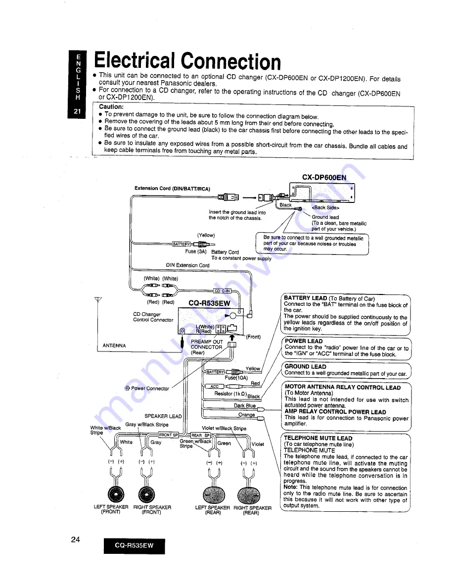 Panasonic CQ-R535EW Operating Instructions Manual Download Page 24