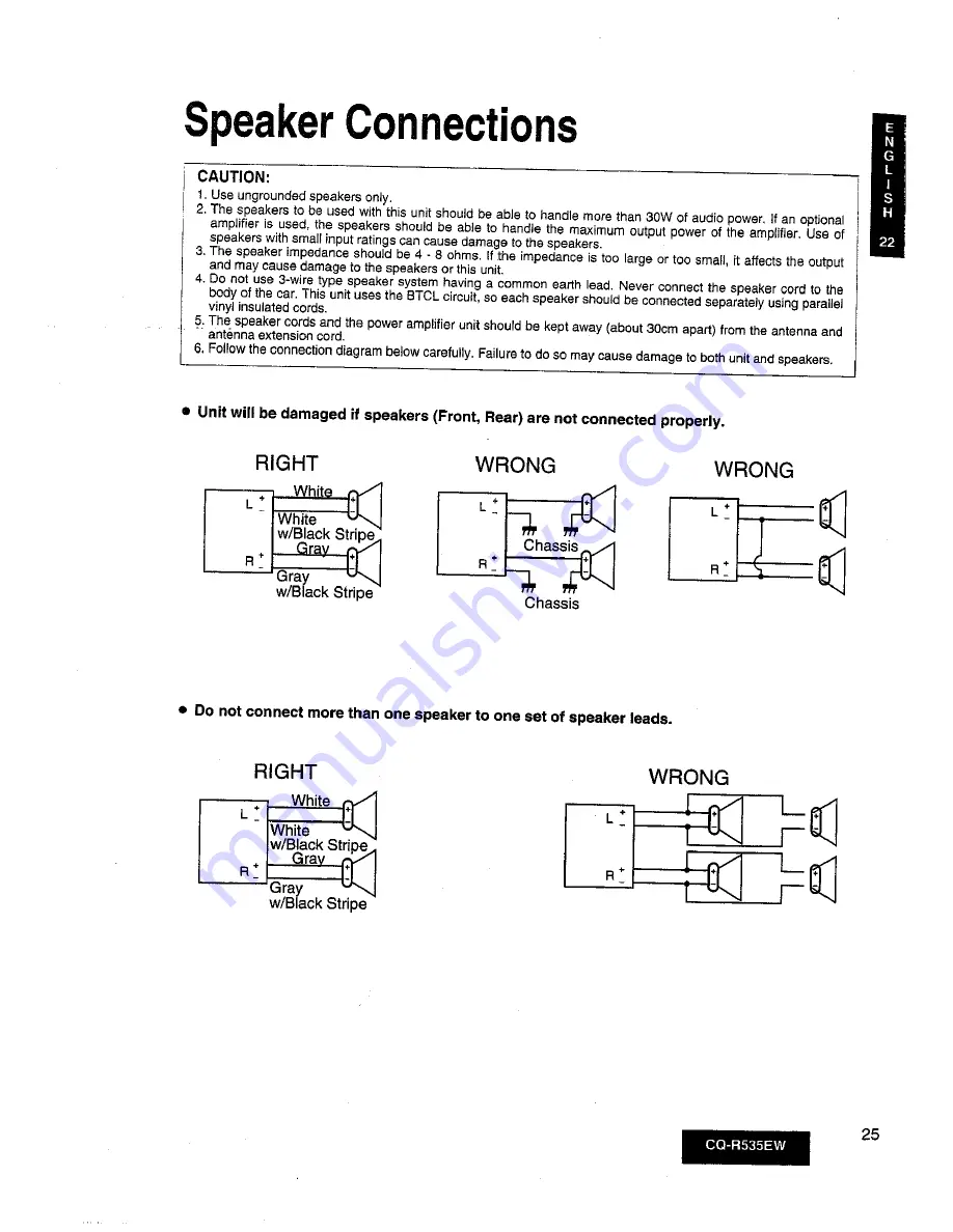 Panasonic CQ-R535EW Operating Instructions Manual Download Page 25