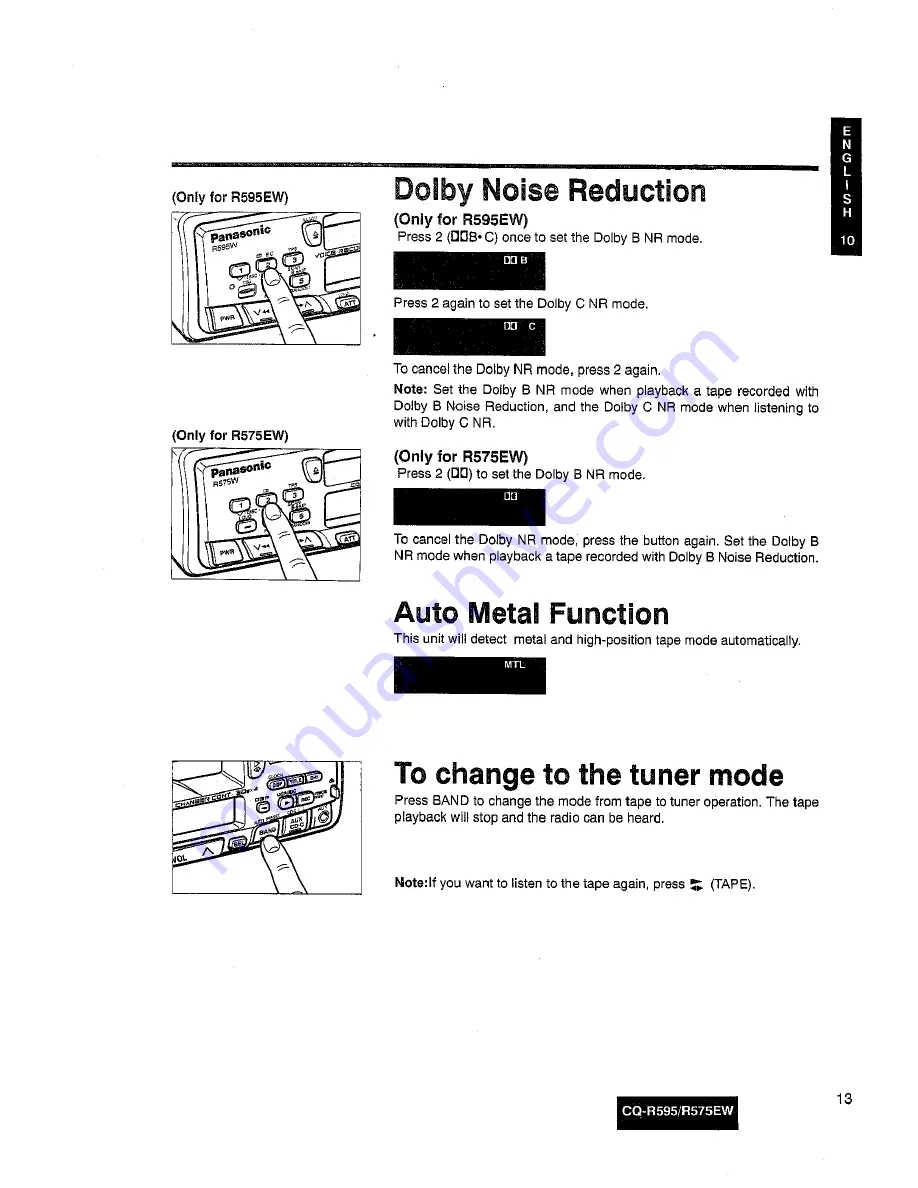 Panasonic CQ-R575EW Operating Instructions Manual Download Page 12