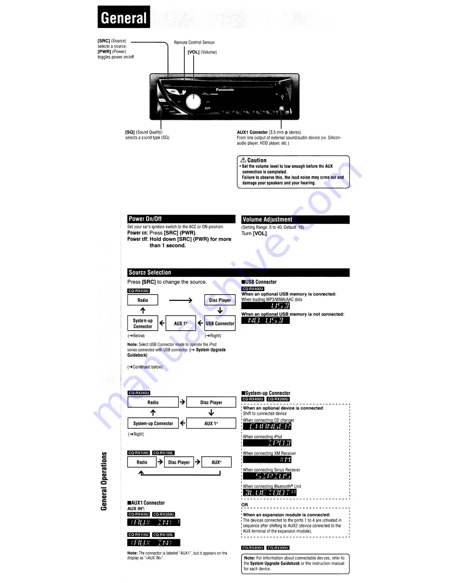 Panasonic CQ-RX100L Скачать руководство пользователя страница 13