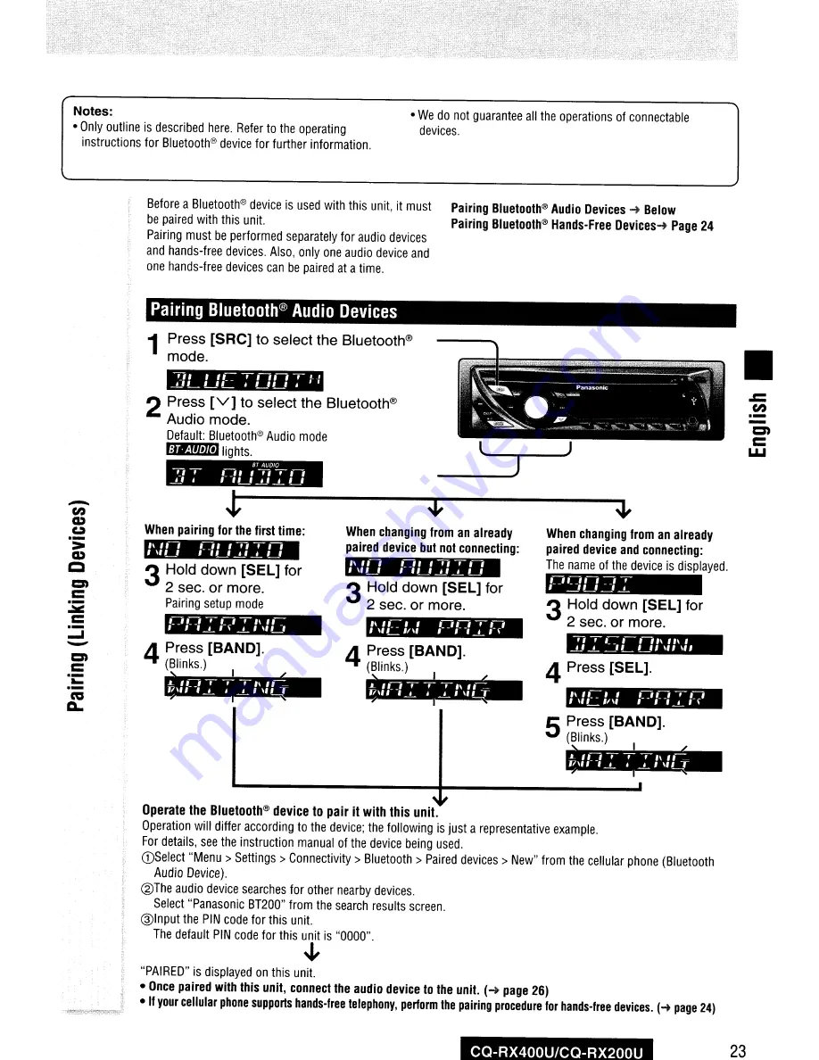 Panasonic CQ-RX100L Operating Instructions Manual Download Page 50