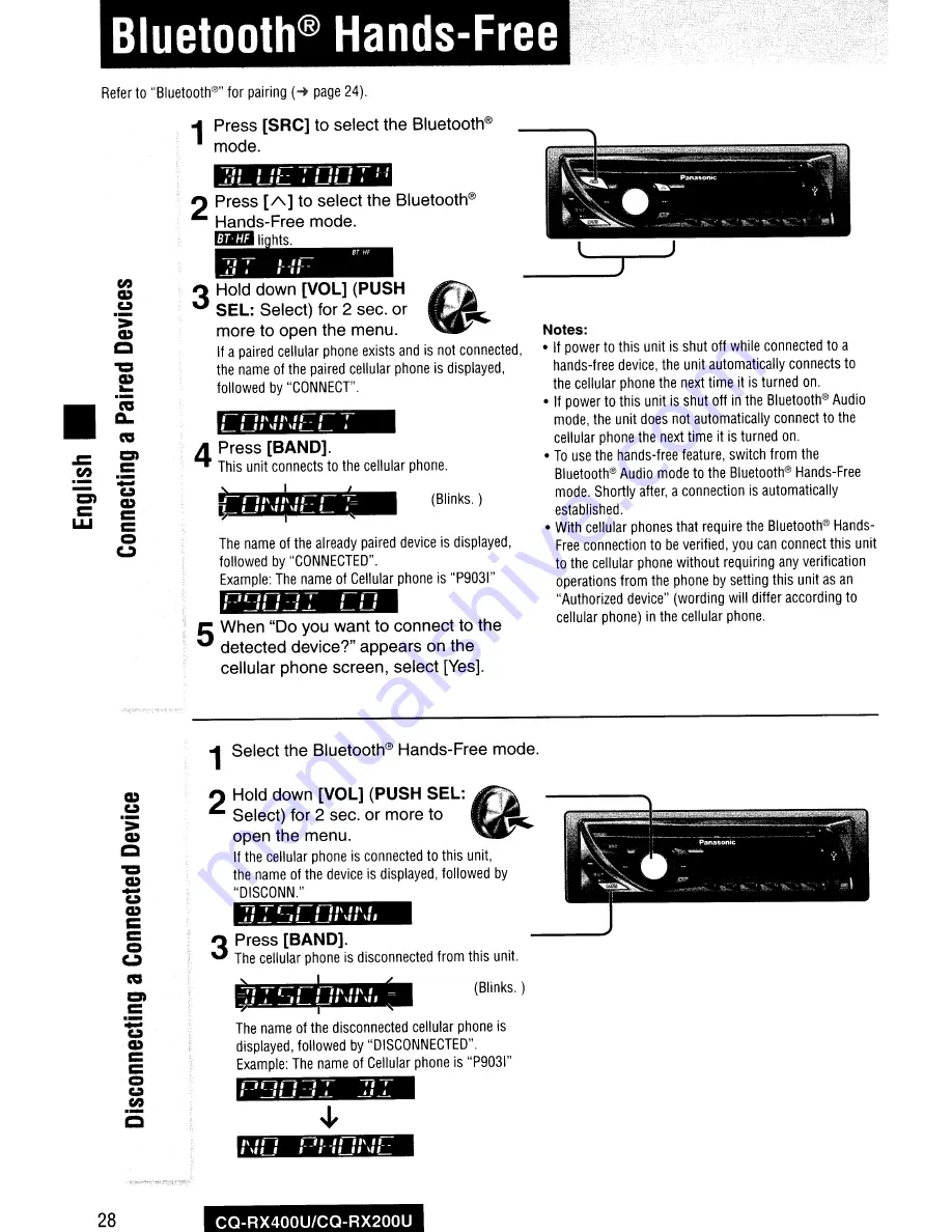 Panasonic CQ-RX100L Operating Instructions Manual Download Page 55