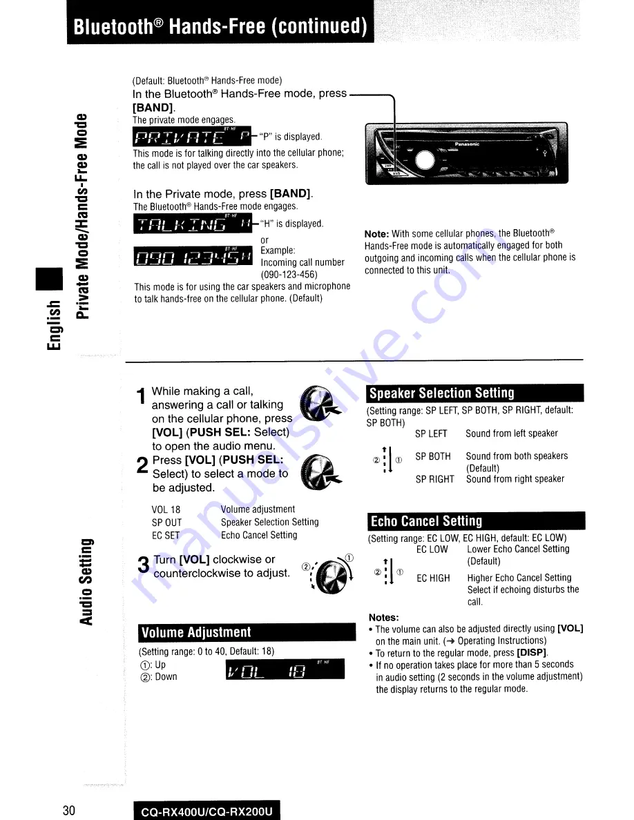 Panasonic CQ-RX100L Operating Instructions Manual Download Page 57