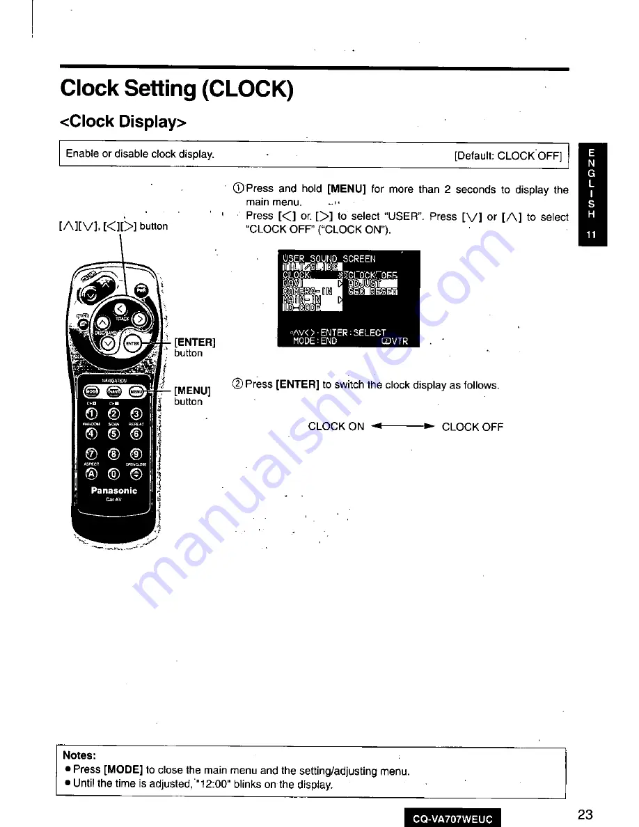 Panasonic CQ-VA707W Operating Manual Download Page 23