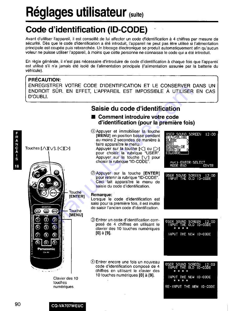 Panasonic CQ-VA707W Скачать руководство пользователя страница 90