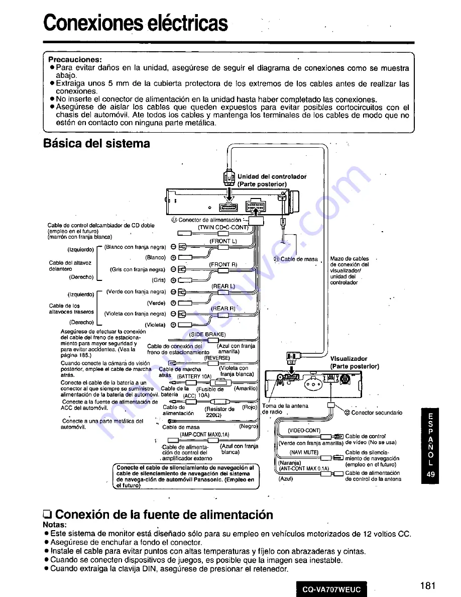 Panasonic CQ-VA707W Operating Manual Download Page 180