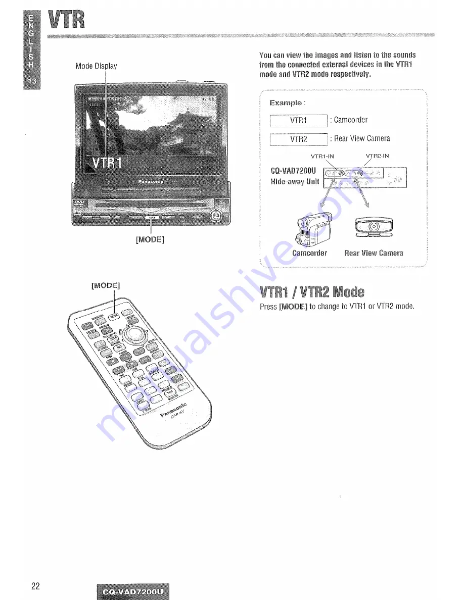 Panasonic CQ-VAD7200U Скачать руководство пользователя страница 22