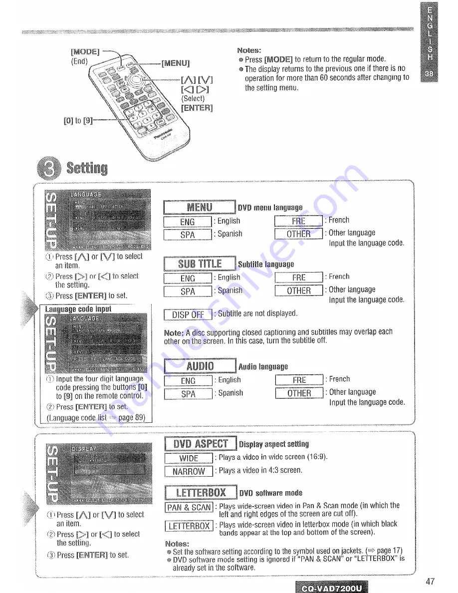 Panasonic CQ-VAD7200U Скачать руководство пользователя страница 47