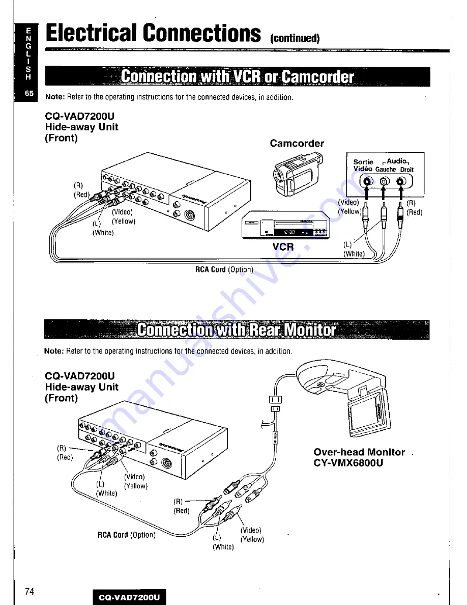 Panasonic CQ-VAD7200U Operating Manual Download Page 74