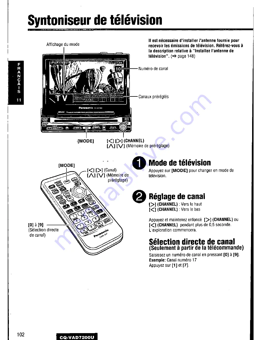 Panasonic CQ-VAD7200U Operating Manual Download Page 102