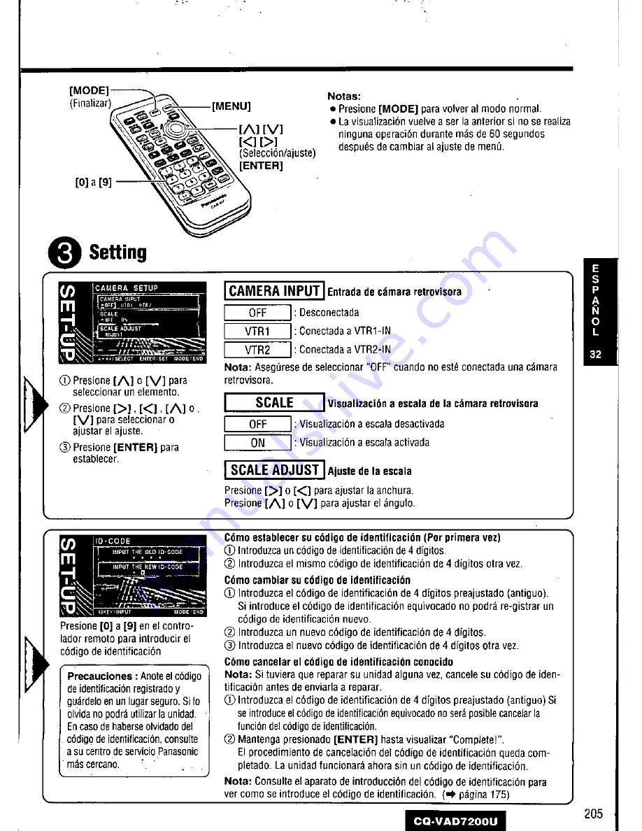 Panasonic CQ-VAD7200U Operating Manual Download Page 205