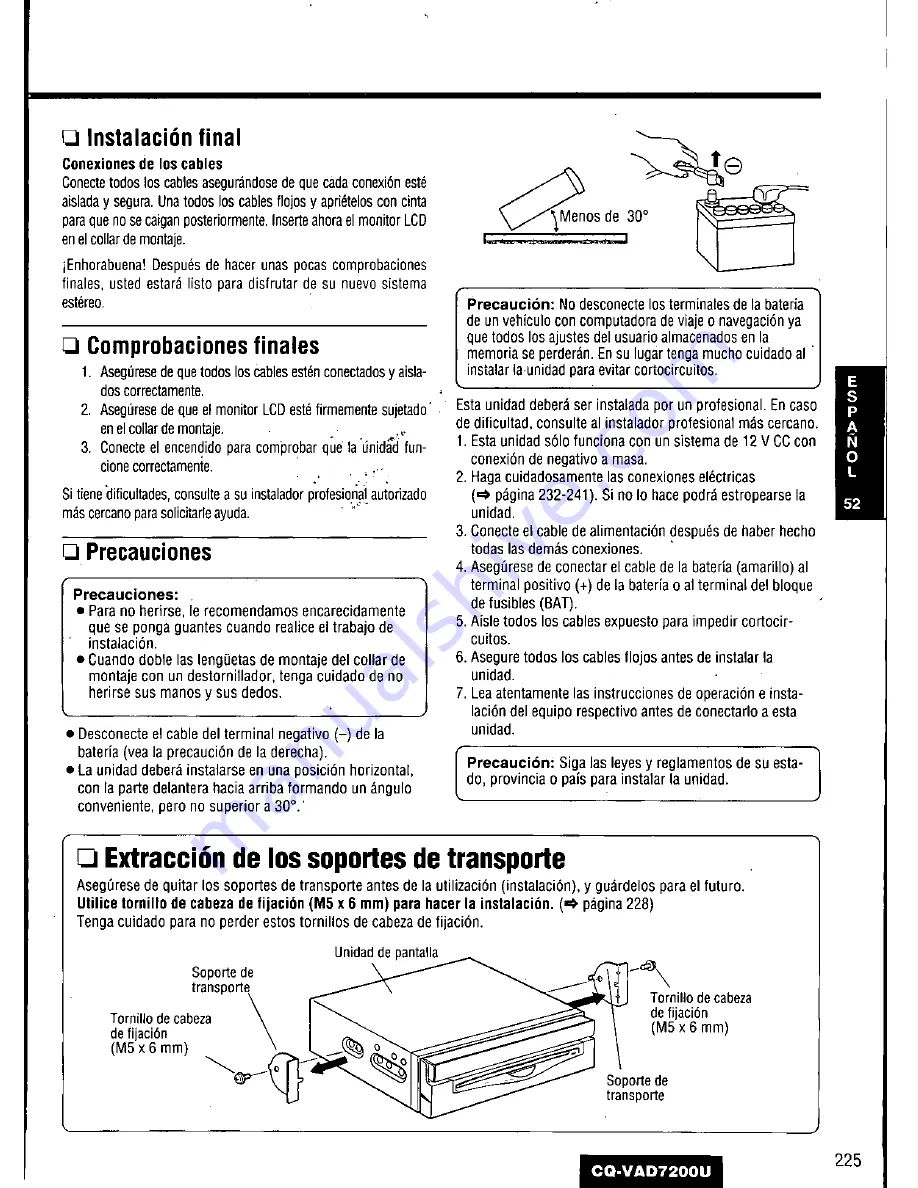 Panasonic CQ-VAD7200U Operating Manual Download Page 225