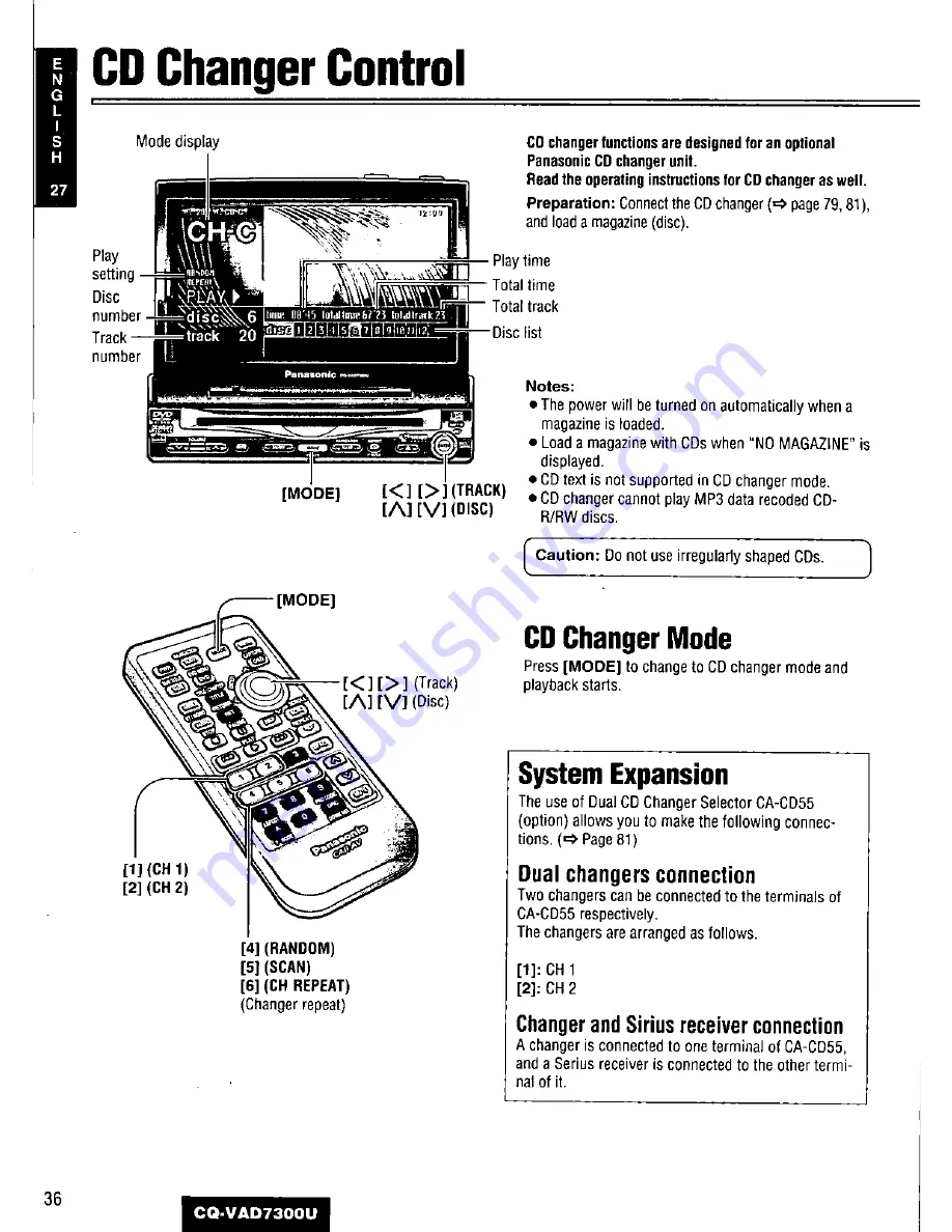 Panasonic CQ-VAD7300U Скачать руководство пользователя страница 36