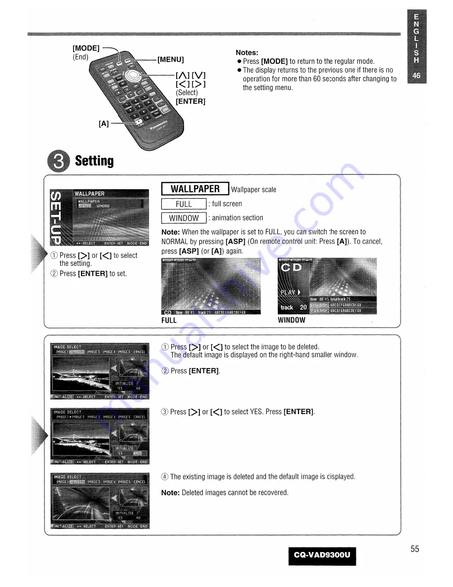 Panasonic CQ-VAD9300U Operating Instructions Manual Download Page 55