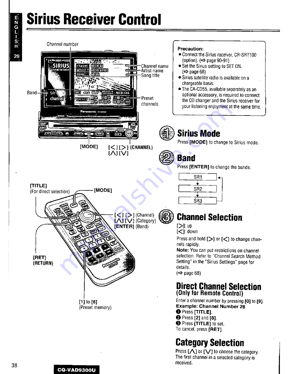 Panasonic CQ-VAD9300U Скачать руководство пользователя страница 38