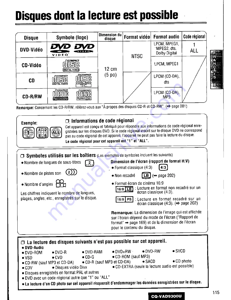 Panasonic CQ-VAD9300U Скачать руководство пользователя страница 115